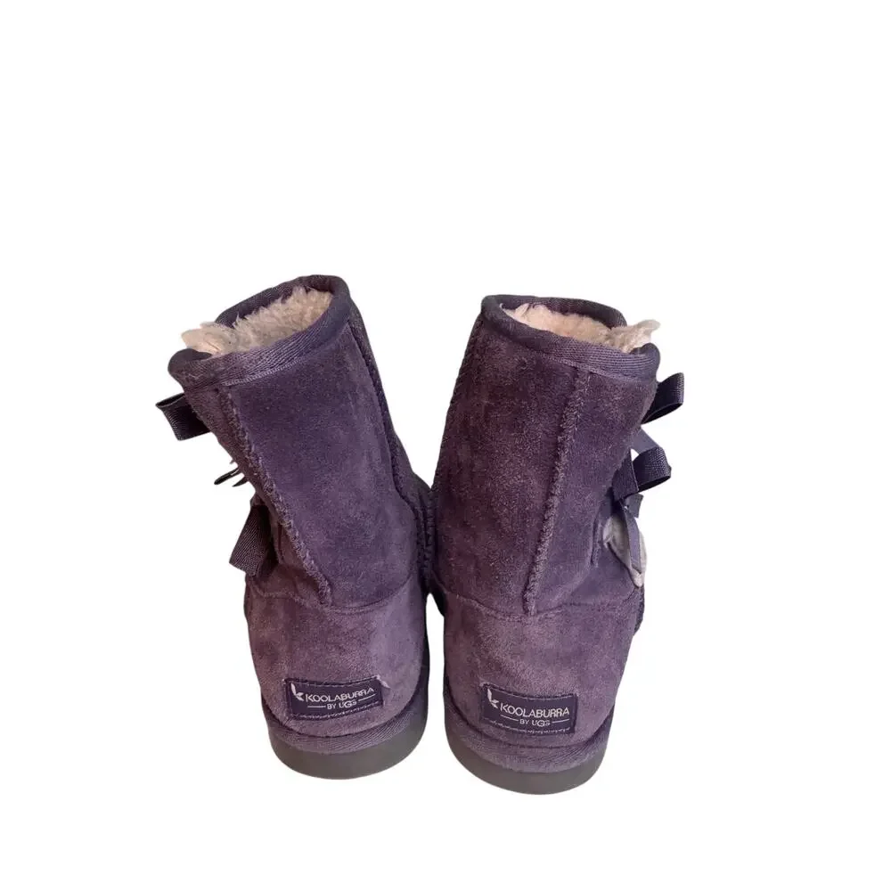 Koolaburra by UGG Victoria Short Boots Purple Suede Bow Shearling US 3 Coquette
